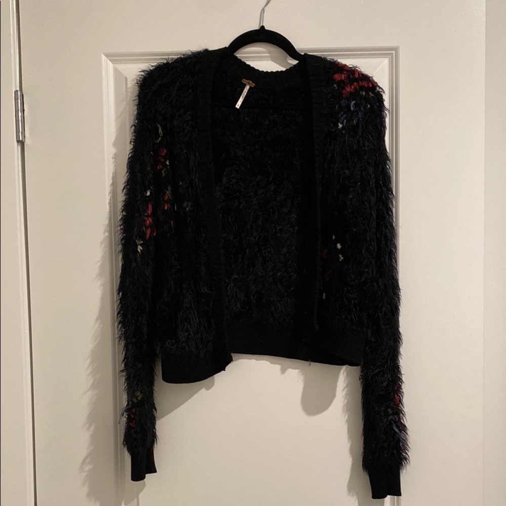 Free People Black Fuzzy Sweater